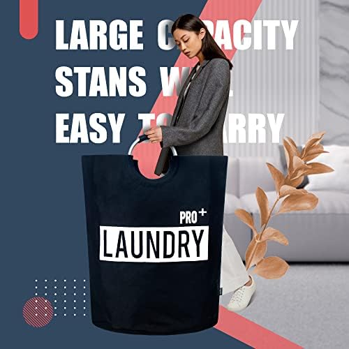 Caroeas Super Large 150L Laundry Basket Pro, Waterproof Laundry Hamper, Collapsible Laundry Basket Easy Storage, Clothes Hamper Stands Up Well, Laundry Bag with Padded Handles (Black) - Image 2
