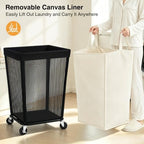 STO STO 160L Rolling Laundry Hamper with Wheels, Laundry Basket, Beige - Image 3