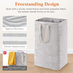 Lifewit 2 Packs Freestanding Clothes Hamper with Carry Handles, Large Tall Laundry Basket for Organization for Adults in Laundry Room Dorm Bedroom, Gray, 2 x 75L - Image 4