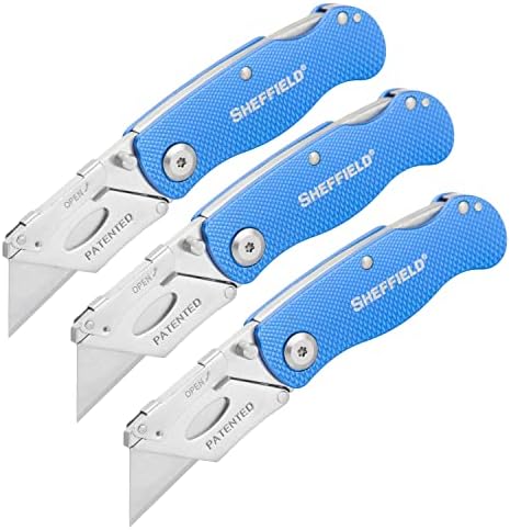 Sheffield 12514 Lock Back Utility Knife 3 Pack with Aluminum Handle by Sheffield