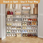 X-cosrack 3-Tier Shoe Rack for Closet, Shoe Organizer for Front Door Entrance Expandable Shoe Shelf, Stackable Iron Shoe Storage Shelves for Closets, Entryway, Hallway, Garage,White - Image 4