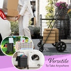 Our Modern Space Shopping Cart w/Waterproof Basket Liner & Large 360° Swivel Wheels | Foldable Collapsible & Lightweight | Perfect for Groceries Laundry Utility Cart - Black - Image 5
