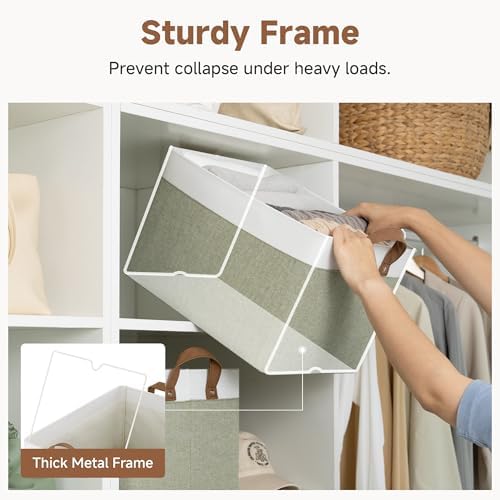 StorageWorks Fabric Storage Bins for Shelf, Green and White, Large, 2-Pack - Image 4