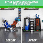 GoSports Premium Wooden Golf Bag Organizer and Storage Rack - Black, White or Brown Finish - Holds 2 Golf Bags - Image 2