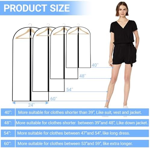 All Clear Garment Bags for Hanging Clothes, 40" (Set of 6) Suit Bags for Closet Storage, Plastic Dustproof Suit Cover Bags, Clothes Protectors Bag with zipper for Coats, Jackets, Shirts - Image 2