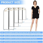 Garment Bags for Hanging Clothes, 48" (Set of 6) All Clear Garment Bag, Plastic Dustproof Suit Bag, Coat Protector Zippered Garment Covers for Closet Storage and Travel - Image 2