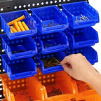 30-Bin Wall Mounted Storage Bins Kit, Tool Organizer Rack, Garage Hardware Organizer, Parts Storage Bins, DIY Combination 4 Set (Red & Blue & Orange Type) - Image 7