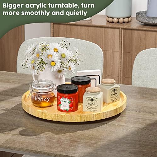 Lazy Susan Organizer, 13.2 Inch Non-Skid Bamboo Turntable - Image 3
