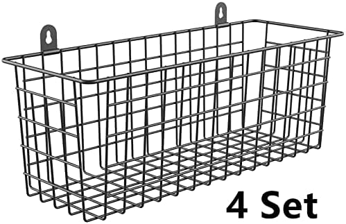 MaraFansie Extra Large Hanging Wall Basket 4-Pack Wall Mounted Wire Basket Cabinet Storage Bin Organizer Wall Shelves Farmhouse Decor for Home Kitchen Bathroom, Black - Image 7