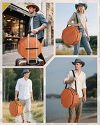 Marscamd Vegan Leather Hat Box Fits 4 Cowboy or Wide-Brim Hats, Padded Storage Case with Shoulder Strap & Trolley Sleeve for Travel or Home Storage (Facet Series, Brown) - Image 6