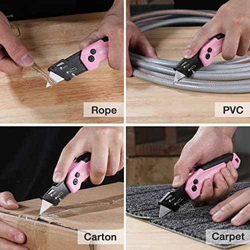 WORKPRO Folding Utility Knife, Quick Change Box Cutter, Pink Ribbon - Image 6