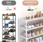 LANTEFUL 10 Tiers Shoe Rack 50 Pairs Large Capacity Tall Shoe Organizer Sturdy Shoe Storage with Two Hooks Space Saving Metal Wide Shoe Rack for Closet, Entryway, Bedroom, White - Image 6