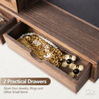 Key Holder for Wall, Key and Mail Holder for Wall with Storage Drawer, Entryway Rustic Home Decor, 3 Liquid Chalks & Chalkboard, 15.98”W x 9.1”H x 3.3”D, Brown - Image 2