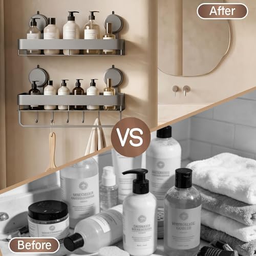 Aluminum Shower Caddy(2-Pack Gray),Shower Shelves for Wall. - Image 7