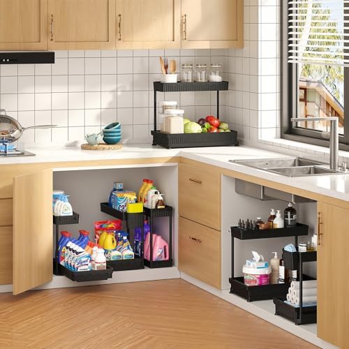 Sevenblue 3-Pack 2-Tier L-Shaped Under Sink Organizers with Sliding Drawers - Image 5