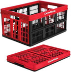 CleverMade Collapsible Utility Crates - Red 1pck 45L / 11 Gal holds 66 lbs - Stackable Containers Heavy Duty Capacity Crates Space-Saving Baskets by CleverMade