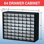 Akro-Mils 64-Drawer Plastic Storage Cabinet, 20" W x 6" D x 16" H, Black - Image 3