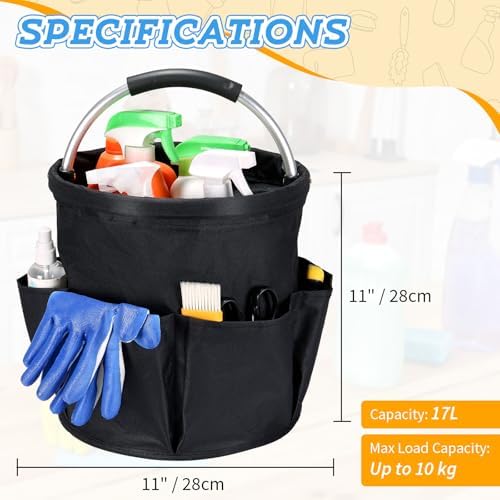 17L Cleaning Caddy with Handle & 6 Pockets, Foldable Cleaning Supply - Image 2
