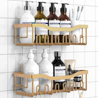 EUDELE Shower Caddy 2 Pack, Adhesive Organizer for Bathroom Storage, Home Decor & Kitchen, No Drilling, Rustproof Stainless Steel Shelf, Bathroom Decor Sets by EUDELE