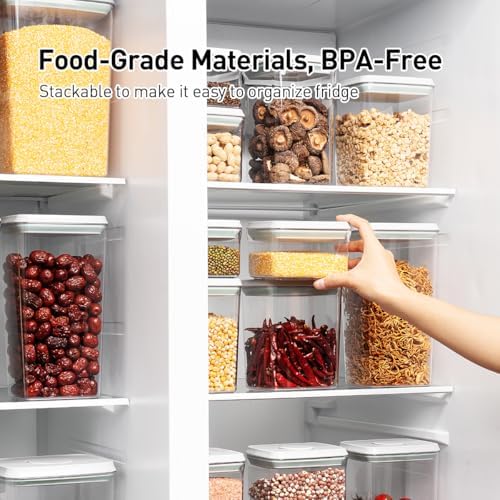 Pop Food Storage Containers Set, 6Pcs Airtight Containers with Lids for Kitchen Pantry Organizers and Storage,One Button Opening BPA-Free Food Containers for Cereal Flour Sugar(0.6, 1.3, 1.9Qt)*2 - Image 4