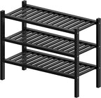 ROMGUAR CRAFT 3 Tier (Thick) Bamboo Shoe Rack for Entryway, Small Wood Shoe Shelf Storage Organizer for Closet, Shoe Stand for Hallway, Stackable and Sturdy 27"x12"x21" Black - Image 7