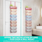 HapiRm Towel Racks for Bathroom Storage - 9 Tier Over The Door & Wall Mount Rolled Towel Storage Organizer Holder with Metal Shelf Basket for Small Bathroom, Camper, Rv - Pink, Patented - Image 2