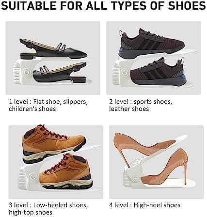 Shoe Slots Organizer 36 Pack - Shoe Organizer Space Saver 50%,Adjustable Thickening Shoe Stackers for a pair of Shoes,Shoe Storage Shoe Rack Holder for closet organization,organizador de zapatos,White | 4 Levels Adjustable shoe Organizer for Closet Org... - Image 4