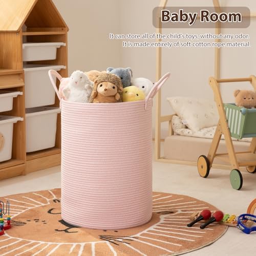 OIAHOMY 80L Nursery Hamper Laundry Basket Laundry Hamper Pink - Image 3