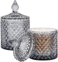 2 Pack Qtip Holder Apothecary Jars with Lid, Thick Glass, Gray by rejomiik