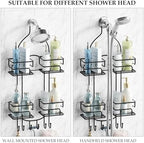SRIWATANA Shower Caddy Hanging, Shower Organizer with Razor Hooks, Black - Image 3