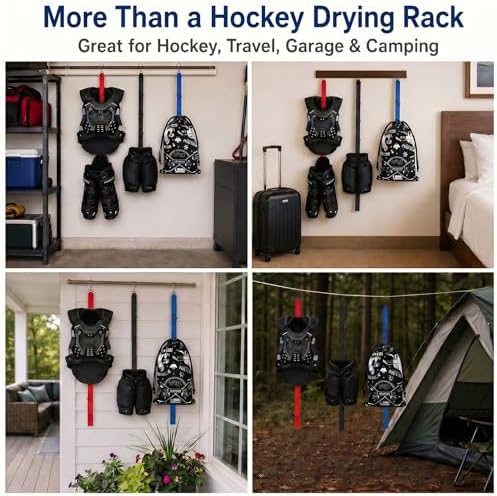 TUYUU 4PCS Hockey Equipment Drying Rack Set, 15 Adjustable Hooks Hanger - Image 6