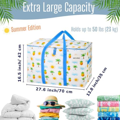 VENO 8 Pack Heavy Duty Moving Bags, Extra Large Storage Bags with Reinforced Handles & Strong Zippers, Foldable & Reusable Moving Box Alternative for Clothes & Dorm Storage - Image 2
