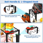 Kinghouse Sport Equipment Organizer for Garage, Steel Basketball Rack with Bat Holder and Hooks, Easy Assembly Storage for Balls, Kids' Toys, Workout Gear, Home Gym, Outdoor - Image 4