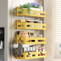 Sevenblue 4-Pack Magnetic Spice Rack for Refrigerator with Hooks, Yellow by Sevenblue