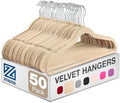 Zober Velvet Hangers 50 Pack - Ivory for Coats, Pants & Dress Clothes - Non Slip w/ 360 Degree Swivel, Holds up to 10 lbs - Strong Felt Hangers for Clothing | Slim velvet hangers with pants bar, felt hangers, flocked hangers, non slip hangers, coat han... by ZOBER