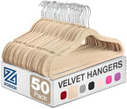 Zober Velvet Hangers 50 Pack - Ivory for Coats, Pants & Dress Clothes - Non Slip w/ 360 Degree Swivel, Holds up to 10 lbs - Strong Felt Hangers for Clothing | Slim velvet hangers with pants bar, felt hangers, flocked hangers, non slip hangers, coat han... by ZOBER
