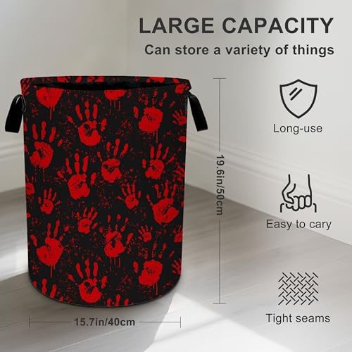 Skull Hand Laundry Basket Storage Bin Foldable Laundry Hamper Clothes Storage Bucket Organizer 19.6x15.7 Inch For Laundry Room/Bedroom/Bathroom - Image 3