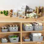 MaxGear 3 Pack Plastic Storage Baskets, Medium, Grey - Image 4