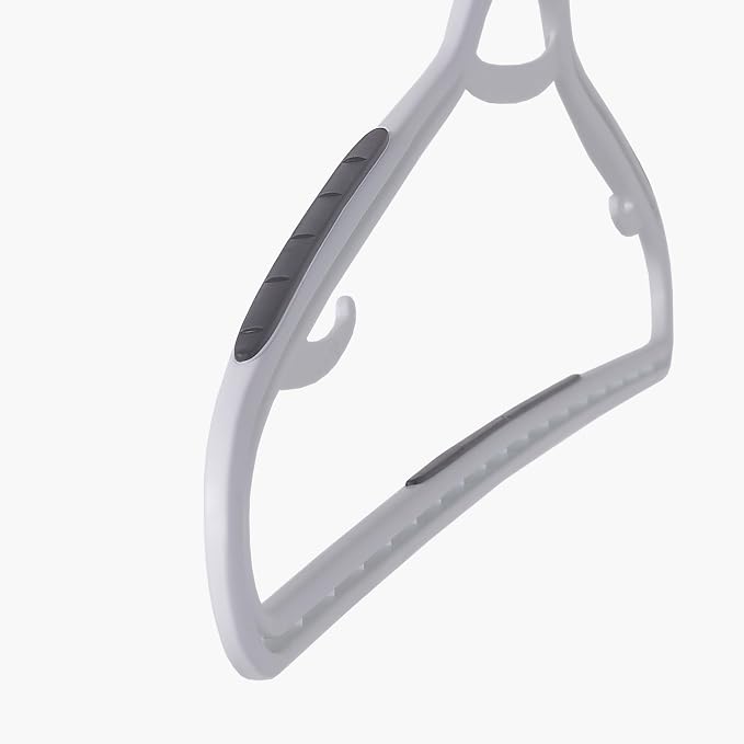 Neatfreak Slim Non Slip Hangers - Space Saving Set of 10 With Lingerie Hooks and Pants/Accessories Bar - Patented W Frame White Plastic Hangers - Image 9