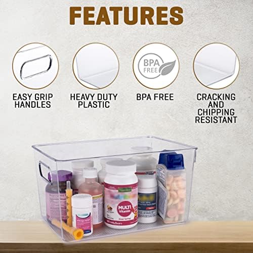 Clear Plastic Storage Bins, Pantry Organizers and Storage Containers Fridge Organizer Bins for Organizing Kitchen Cabinet Organizer Bin Bathroom Freezer Refrigerator Organization - Image 6