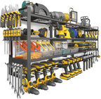 49''W Power Tool Organizer Wall Mount, 650LBS, 4 Tier, 12 Drill Holders by Jusgym