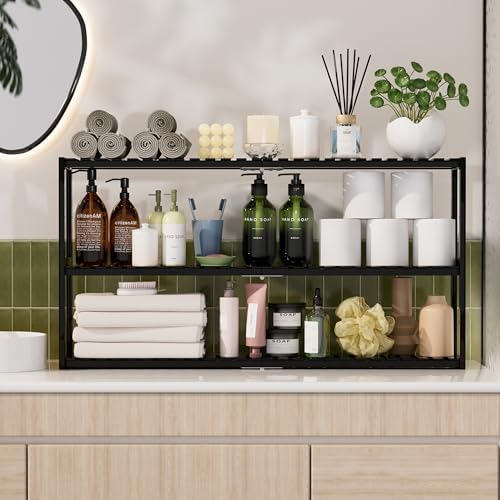 Extra Long Bathroom Organizer Storage Shelves 100% Bamboo Adjustable Height Over The Toilet Storage Floating Shelf for Wall Shower Shelf Can Placed in The Bathroom Kitchen Living Room for Multi Usage - Image 4