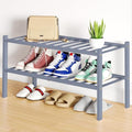 Smiry Bamboo Shoe Rack, 12 Vertical Slats, 2 Tier - 26.8" Wide, Grey by Smiry