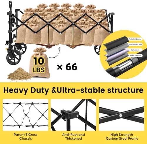 Sekey 300L Extended Collapsible Wagon, 660 lb Capacity, 48 in Long - Image 5