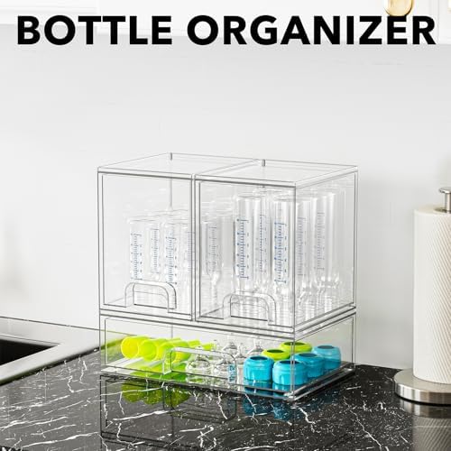 SpaceAid Bottle Storage Organizer Baby - Acrylic Bottles Station Organizer Container, Stackable Clear Drawers for Countertop, Vanity, Bathroom, Cabinet, Pantry Organization, 3 Pack, 2M1L, 10.9" H - Image 3