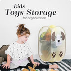 Pop Up Laundry Hamper, Cute Puppy 71L Collapsible Mesh Basket with Handles - Image 6