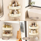 Corner Shower Caddy Bathroom Organizer（2-Pack Cream White）,No-Drilling Aluminum Suction Cup Corner Shower Shelf with Towel Bar & Hooks,Detachable and Reusable Bathroom and Kitchen Storage - Image 6