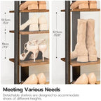 HOOBRO Vertical Shoe Rack for Front Door Entryway, 7 Tier Wooden Shoe Storage Organizer with Hooks, Narrow Shoe Tower for 7 Pairs, Space Saving, for Corner, Closet, Bedroom, Rustic Brown BF61XJ01 - Image 3