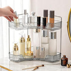 INVSSENE Corner Bathroom Countertop Organizer, 2 Tiers Vanity Trays for Counter, Makeup Organizers, Perfume Tray, Kitchen Spice Rack, Smoky Gray by INVSSENEORGANIZERS