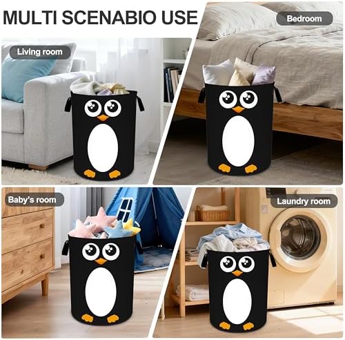 Penguin Laundry Basket Storage Bin Foldable Laundry Hamper Clothes Storage Bucket Organizer 19.6x15.7 Inch For Laundry Room/Bedroom/Bathroom - Image 6